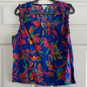 J. Crew Vibrant Floral Sleeveless Blouse